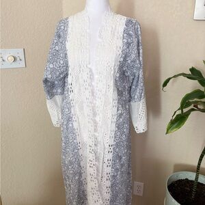POL Blue and White Lace Kimono